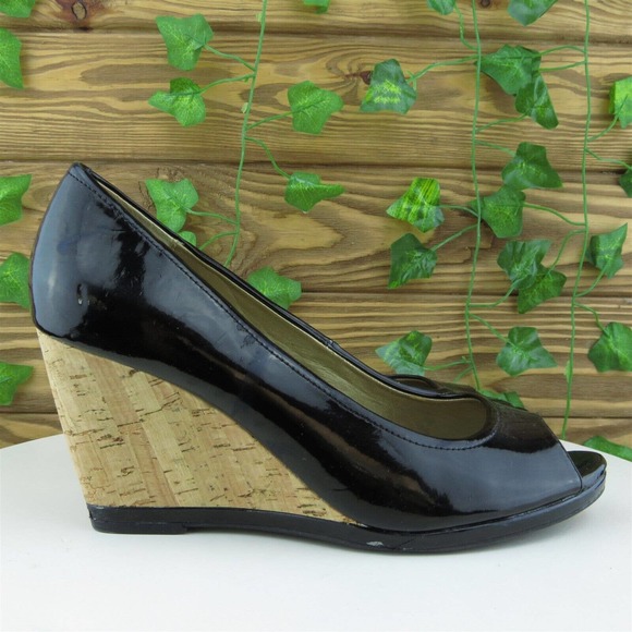 GNW Women Peep Toe Heel Shoes Molly Black Synthetic Size 8.5 Medium (B, M) - Picture 3 of 6